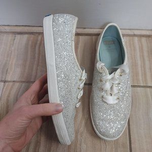 Kate Spade Keds Glitter White Wedding Sneakers